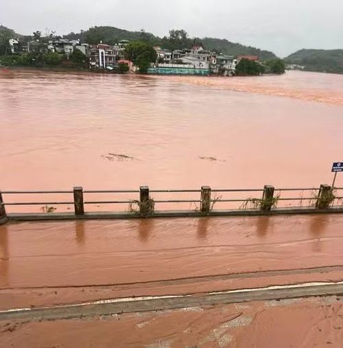 Mưa lớn khiến nước sông Tiên Yên dâng cao.