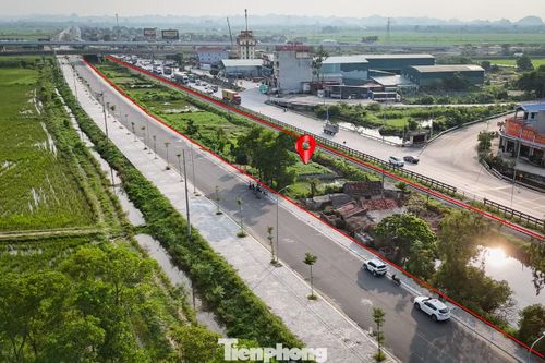 Phần diện tích đất nông nghiệp đang canh tác của người dân xã Vạn Thắng dài hơn 1km dọc tuyến đường mới