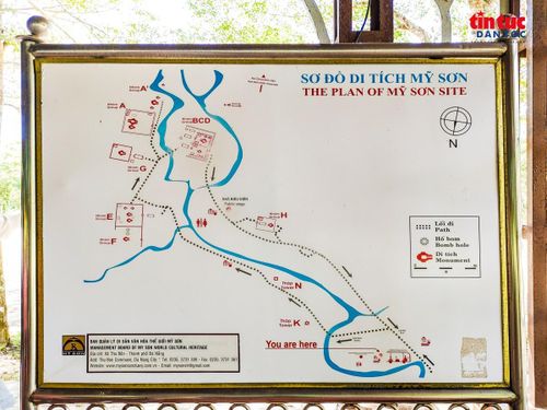 Thông tin và sơ đồ các vị trí tham quan tại di tích lịch sử Thánh địa Mỹ Sơn.