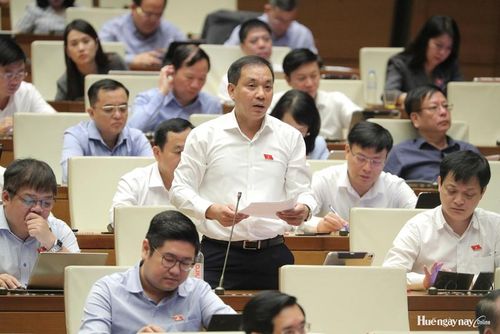 Đại biểu Nguyễn Tiến Hùng tham gia thảo luận ở hội trường. Ảnh: Đoàn ĐBQH thành phố cung cấp 