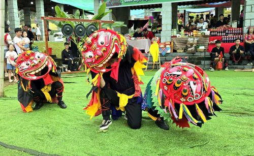 Đến Làng dịp 2.9, du khách còn được hòa mình vào nhịp sống di sản qua màn trình diễn múa Sư tử mèo