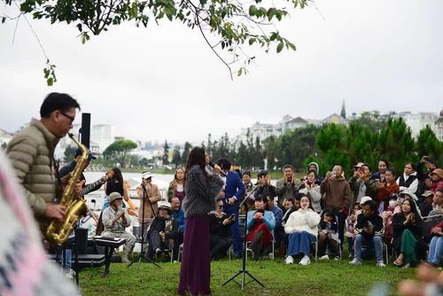 Âm nhạc khi kết hợp với không gian bảng lãng khói sương của phố núi đã tạo thành ấn tượng khó quên đối với du khách khi đến với miền đất lạnh. Ảnh: Nguyễn Dũng – TTXVN