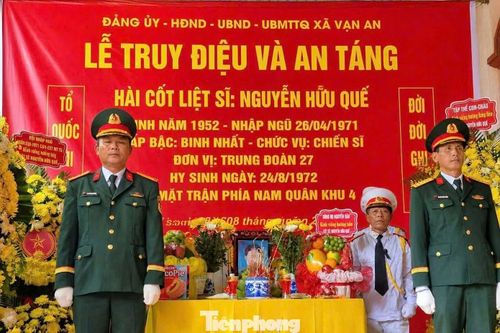 Lễ truy điệu, an táng hài cốt liệt sĩ Nguyễn Hữu Quế.