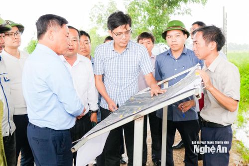 Phó Chủ tịch UBND tỉnh Hoàng Phú Hiền và đoàn công tác kiểm tra gói thầu XL4. Ảnh: TL