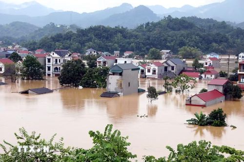 Xã Tràng Định, tỉnh Lạng Sơn, có gần 800 nhà dân bị ngập sâu. (Ảnh: Văn Đạt/TTXVN)