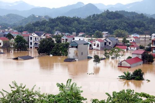 Xã Tràng Định, tỉnh Lạng Sơn có gần 800 nhà dân bị ngập sâu. Ảnh: Văn Đạt - TTXVN