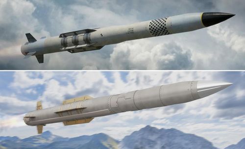 Hình ảnh mô phỏng cho thấy hai biến thể đạn đánh chặn của hệ thống phòng không tầm xa Patriot thuộc dòng PAC-3 do tập đoàn Lockheed Martin phát triển. PAC-3 MSE (trên) và PAC-3 ACE (dưới). Ảnh: Lockheed Martin