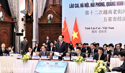 Ông Dương Quốc Huy, Bí thư Tỉnh ủy Lào Cai phát biểu khai mạc hội nghị. Ảnh: Thu Thảo/Mekong ASEAN.
