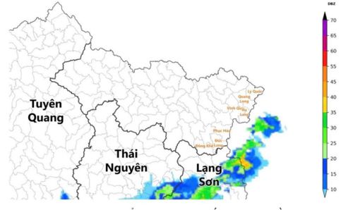 Ảnh radar thời tiết tỉnh Cao Bằng.