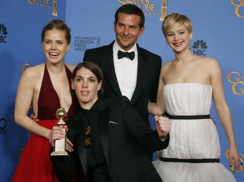 Megan Ellison cùng các diễn viên trong phim American Hustle sau lễ trao giải Quả cầu vàng lần thứ 71 năm 2014. Ảnh: Reuters.