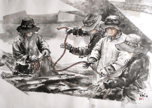Tác phẩm “Mạch sống” (thủy mặc) của họa sĩ Trần Văn Hải đoạt giải A