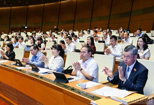 Các đại biểu Quốc hội dự phiên họp ở hội trường tại Kỳ họp không thường lệ thứ nhất, Quốc hội khóa XVI.