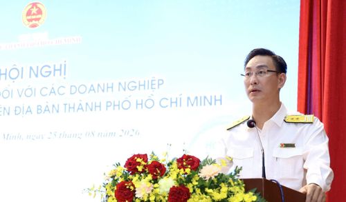  Trưởng Thuế TPHCM Đoàn Minh Dũng phát biểu tại hội nghị. Ảnh: K.CHÂU 