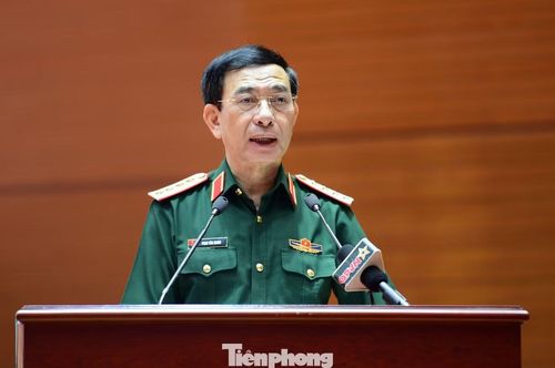 Đại tướng Phan Văn Giang phát biểu tại hội nghị. (Ảnh: Xuân Tùng)