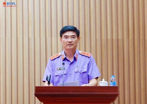 Đồng chí Nguyễn Thanh Hải, Vụ trưởng Vụ 15, VKSND tối cao phát biểu.