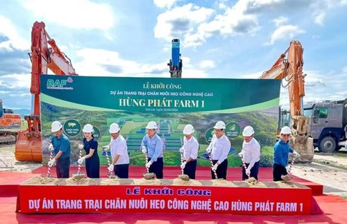 Công ty CP Nông nghiệp BAF Việt Nam (TP. Hồ Chí Minh) tổ chức khởi công trang trại chăn nuôi heo công nghệ cao Hùng Phát Farm 1 quy mô 155 nghìn con/năm tại xã Pờ Tó ngày 26-6-2026. Ảnh: H.D