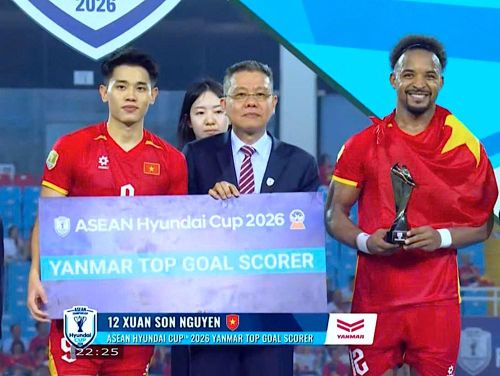 Xuân Son, Đình Bắc đồng "Vua phá lưới" ASEAN Cup 2206. Ảnh: ACMN