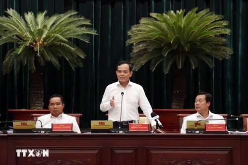 Bí thư Thành ủy Thành phố Hồ Chí Minh Trần Lưu Quang kết luận Hội nghị lần thứ bảy Ban Chấp hành Đảng bộ Thành phố Hồ Chí Minh - Ảnh: TTXVN