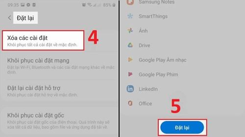 rong phần Đặt lại, chọn Xóa các cài đặt.