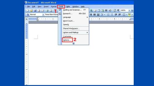 Khởi động Microsoft Word 2003, sau đó chọn Tools trên thanh công cụ.