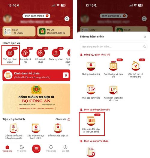 Truy cập thủ tục cấp đổi.