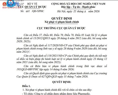 Quyết định xử phạt đối với Công ty cổ phần dược phẩm dược liệu Pharmedic. (Ảnh:MP)