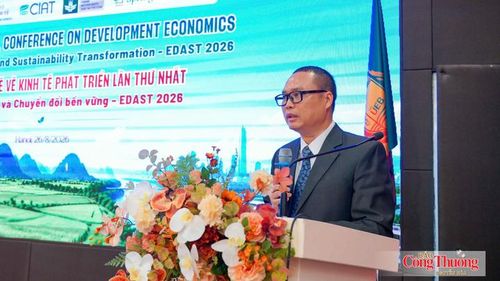 PGS.TS Nguyễn An Thịnh, Trưởng khoa Kinh tế phát triển, Trường Đại học Kinh tế, Đại học Quốc gia Hà Nội phát biểu tại hội thảo.