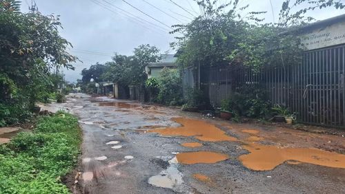  Đường Lê Văn Hưu xuống cấp nghiêm trọng khiến việc đi lại gặp khó khăn. Ảnh: N.T 