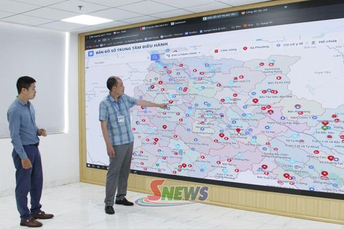 Cán bộ Sở Khoa học và Công nghệ khai thác số liệu tại Trung tâm Giám sát, điều hành thông minh.