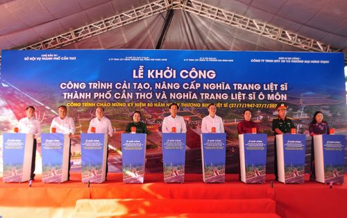 Ngày 21/8, TP Cần Thơ khởi công công trình nâng cấp, cải tạo Nghĩa trang Liệt sĩ thành phố và Nghĩa trang Liệt sĩ Ô Môn tổng số tiền đầu tư 19 tỷ đồng.