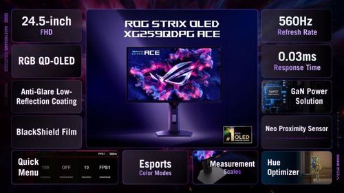 Màn hình ASUS ROG OLED 24.5 inch với tốc độ quét siêu cao dành cho eSports. (Ảnh: ASUS)
