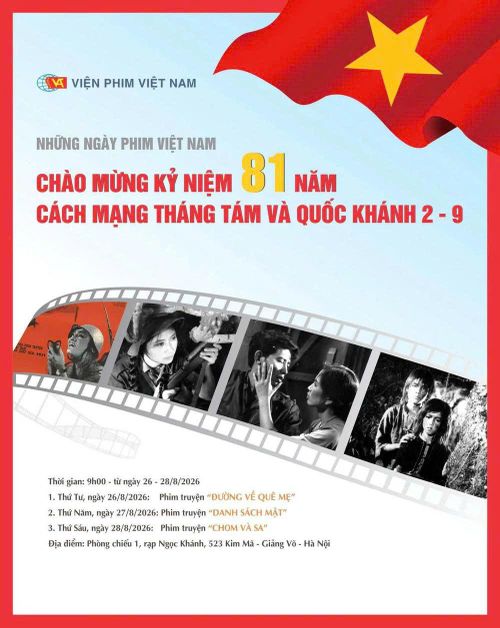 Poster quảng bá Ngày phim Việt Nam chào mừng kỷ niệm 81 năm Cách mạng tháng Tám và Quốc khánh 2/9
