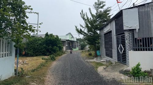 Dự án nâng cấp đường giao thông N4 và D9.1 (xã Liên Hương) còn vướng mặt bằng. (Ảnh: THANH HẢI)