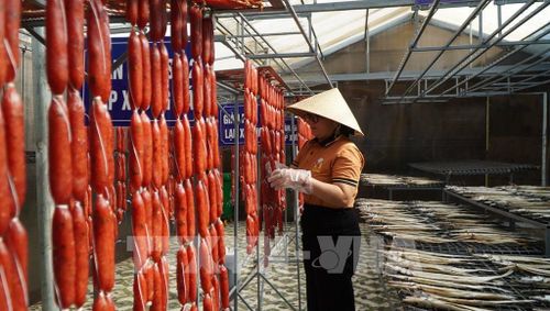 Công ty TNHH chế biến thủy sản Ba Khía Foods (xã Tân Hộ Cơ, tỉnh Đồng Tháp) sản xuất cá khô, lạp xưởng cá lóc, lạp xưởng cua. Ảnh: Nhựt An - TTXVN