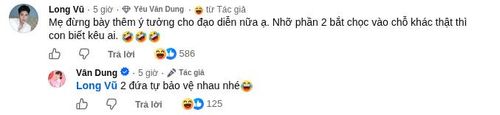 Long Vũ phản hồi bên dưới bài đăng của mẹ Vân dung. Ảnh: FBNV