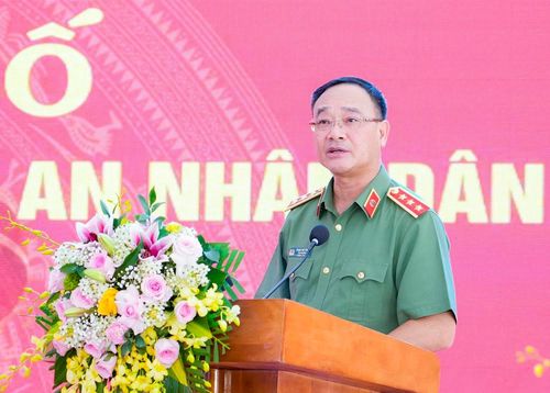 Thượng tướng Phạm Thế Tùng Thứ trưởng Bộ Công an phát biểu tại buổi lễ. Ảnh: Trịnh Duy Hưng - TTXVN