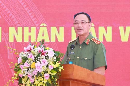 Thượng tướng Phạm Thế Tùng, Thứ trưởng Bộ Công an phát biểu tại buổi lễ.