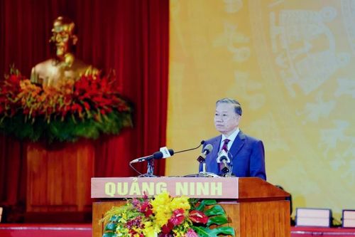 Tổng Bí thư, Chủ tịch nước Tô Lâm phát biểu tại Lễ công bố Nghị quyết của Quốc hội về thành lập thành phố Quảng Ninh.Ảnh QMG