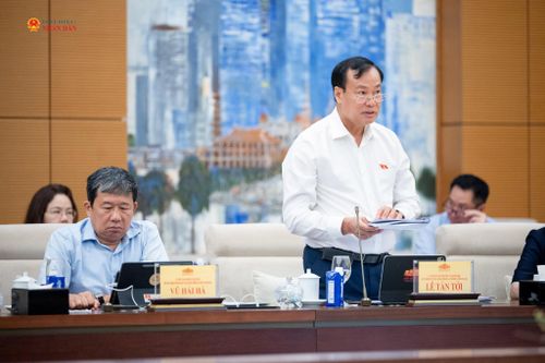 Chủ nhiệm Ủy ban Quốc phòng, An ninh và Đối ngoại Lê Tấn Tới trình bày Báo cáo thẩm tra dự án Luật Thỏa thuận quốc tế (sửa đổi)