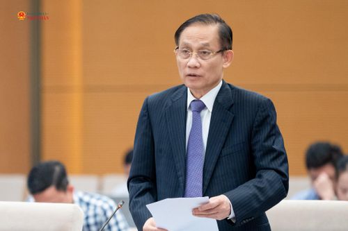 Bộ trưởng Bộ Ngoại giao Lê Hoài Trung trình bày Tờ trình dự án Luật Thỏa thuận quốc tế (sửa đổi)