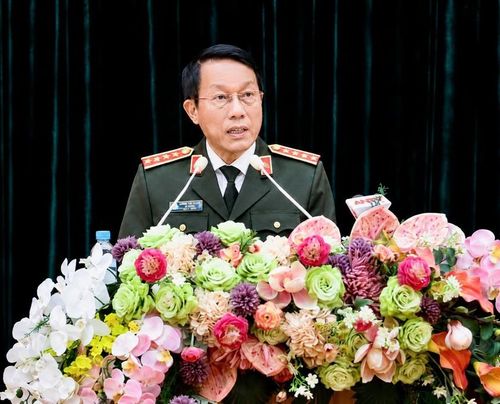 Đại tướng Lương Tam Quang, Bộ trưởng Bộ Công an phát biểu tại buổi lễ. Ảnh: Công an cung cấp