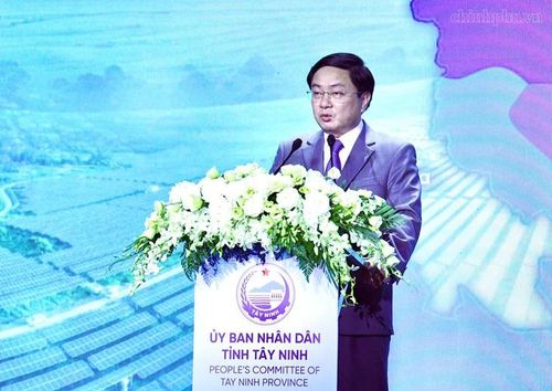 Bí thư Tỉnh uỷ Tây Ninh Nguyễn Văn Quyết phát biểu tại Hội nghị. Ảnh: chinhphu.vn/Thu Sa