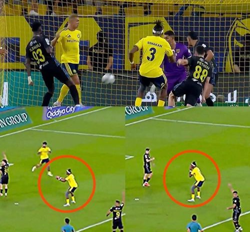  Simakan dứt điểm chạm người Ronaldo đi vào lưới. 