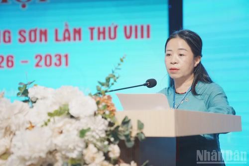 Nhà báo Vi Thị Thu Đạm, Tổng Biên tập Tạp chí Văn Nghệ xứ Lạng được bầu giữ chức Phó Chủ tịch Hội Nhà báo tỉnh Lạng Sơn, khóa VIII, nhiệm kỳ 2026-2031. (Ảnh: Quốc Đạt)