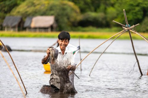 Khi có cá lớn, người bắt được hô thật to để động viên, tiếp sức cho mọi người tham gia