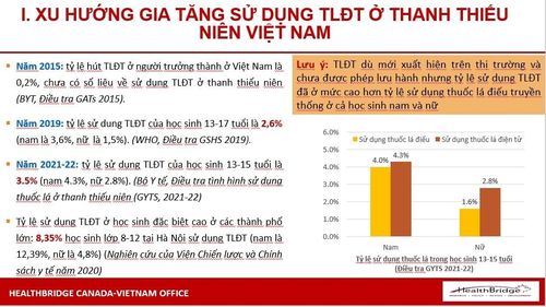 Xu hướng gia tăng tỷ lệ sử dụng thuốc lá điện tử ở thanh thiếu niên Việt Nam.  Ảnh: Thái Bình