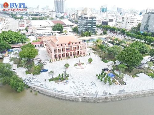 Từ trên cao, nhiều hạng mục chỉnh trang, cảnh quan và không gian công cộng đã dần hiện rõ.