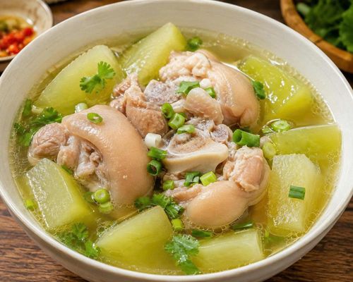Món móng giò hầm đu đủ đơn thuần là một món ăn bổ sung năng lượng, hoàn toàn không phải "thuốc lợi sữa" thần kỳ, duy nhất như nhiều người lầm tưởng. Ảnh tạo bởi AI.