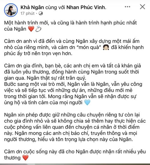 Khả Ngân chia sẻ trên trang cá nhân.