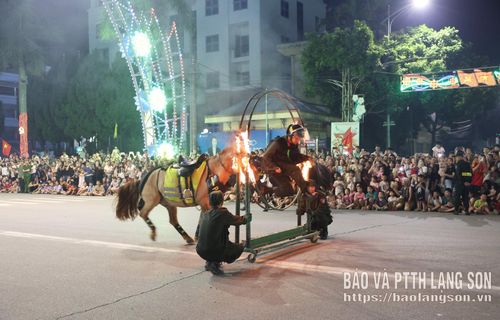 Chiến sĩ Đoàn Cảnh sát Cơ động Kỵ binh biểu diễn trong buổi tập luyện